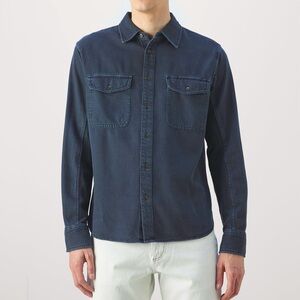 Rag & Bone Navy Blue Long Sleeve Collared Button Down Shirt with Chest Pockets